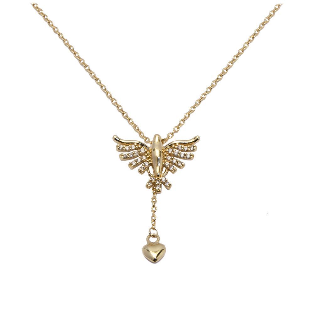 Colar Divino Espir�to Santo com Zirc�nia em Ouro 18 Kilates - 25038